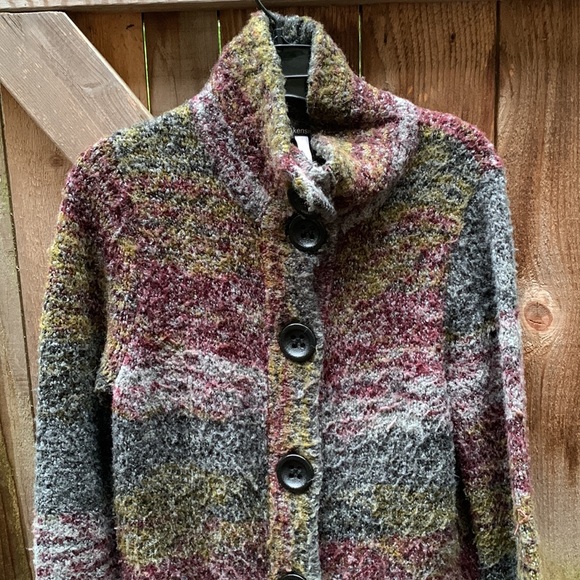 Kensie sweater coat - striped multi colors in grey, purple, blues, - Picture 2 of 6